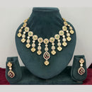 Rajwadi Collection Stylish Pota Stone And Polki Kundan Necklace Set 