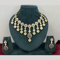 Rajwadi Collection Stylish Pota Stone And Polki Kundan Necklace Set