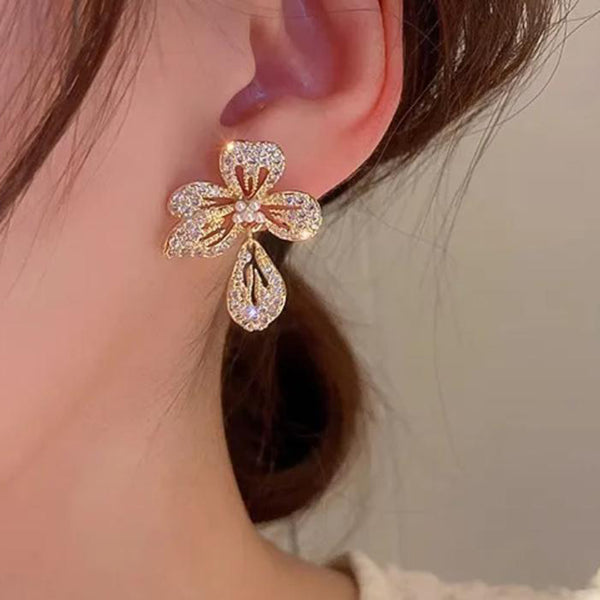 VF Collection Gold Plated Austrian Stone Stud Korean Earrings