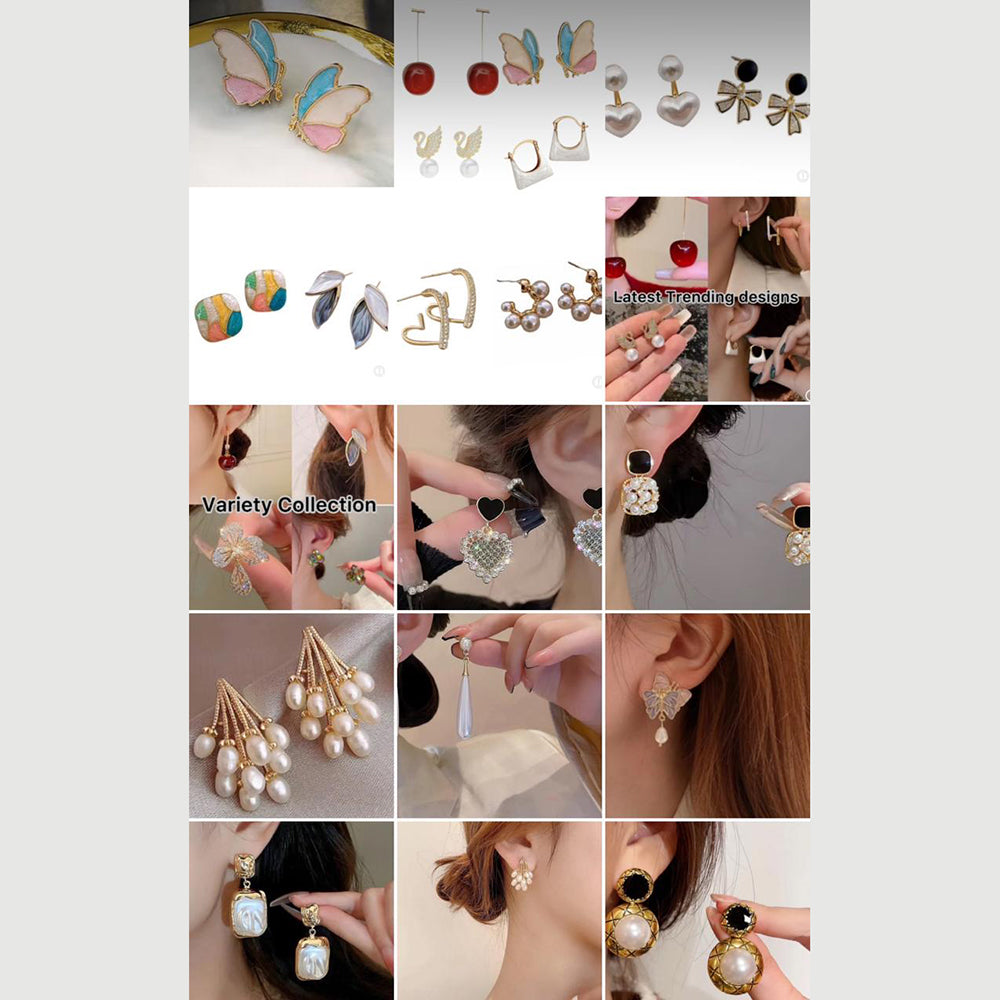 VF Collection Imported Korean Earrings Variety collection (Assorted 50 Set Designs)
