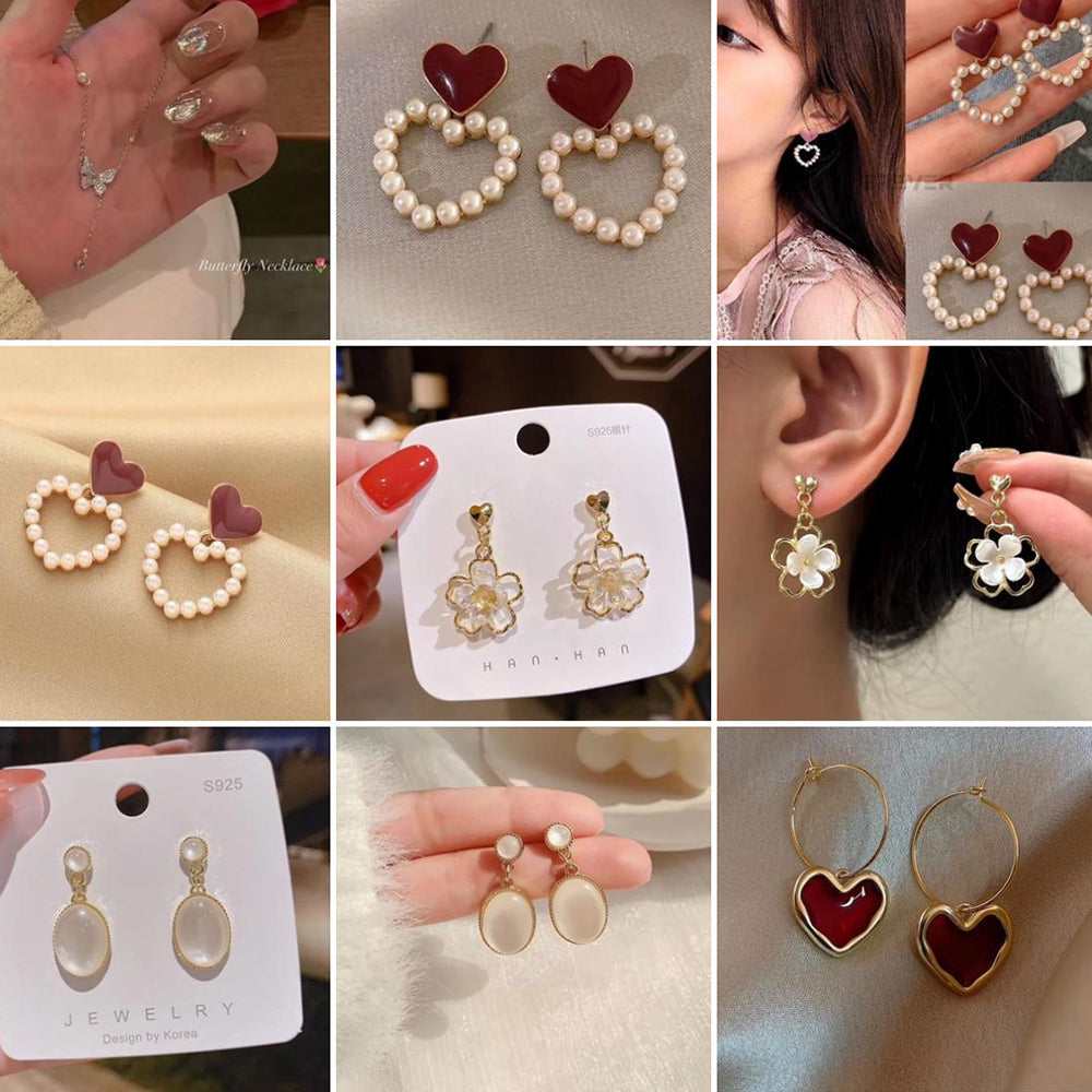 VF Collection Imported Korean Earrings Variety collection (Assorted 50 Set Designs)