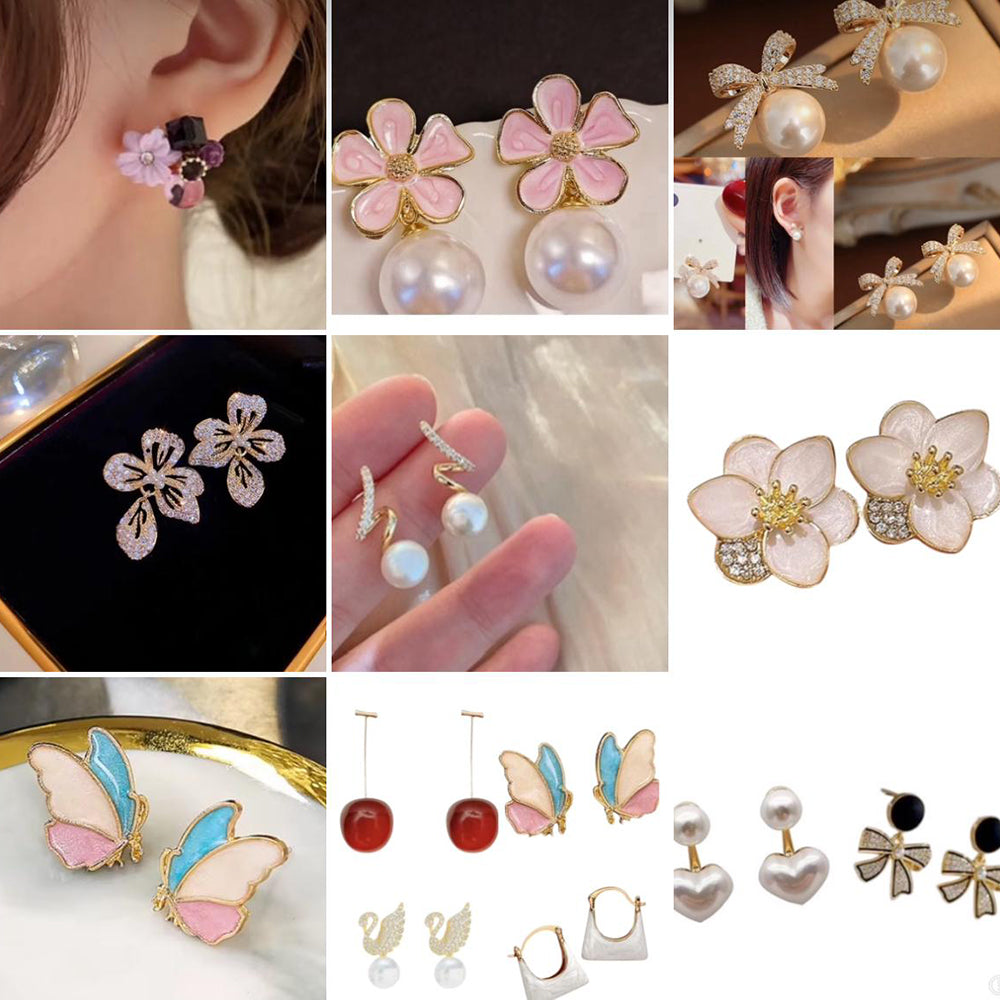 VF Collection Imported Korean Earrings Variety collection (Assorted 50 Set Designs)