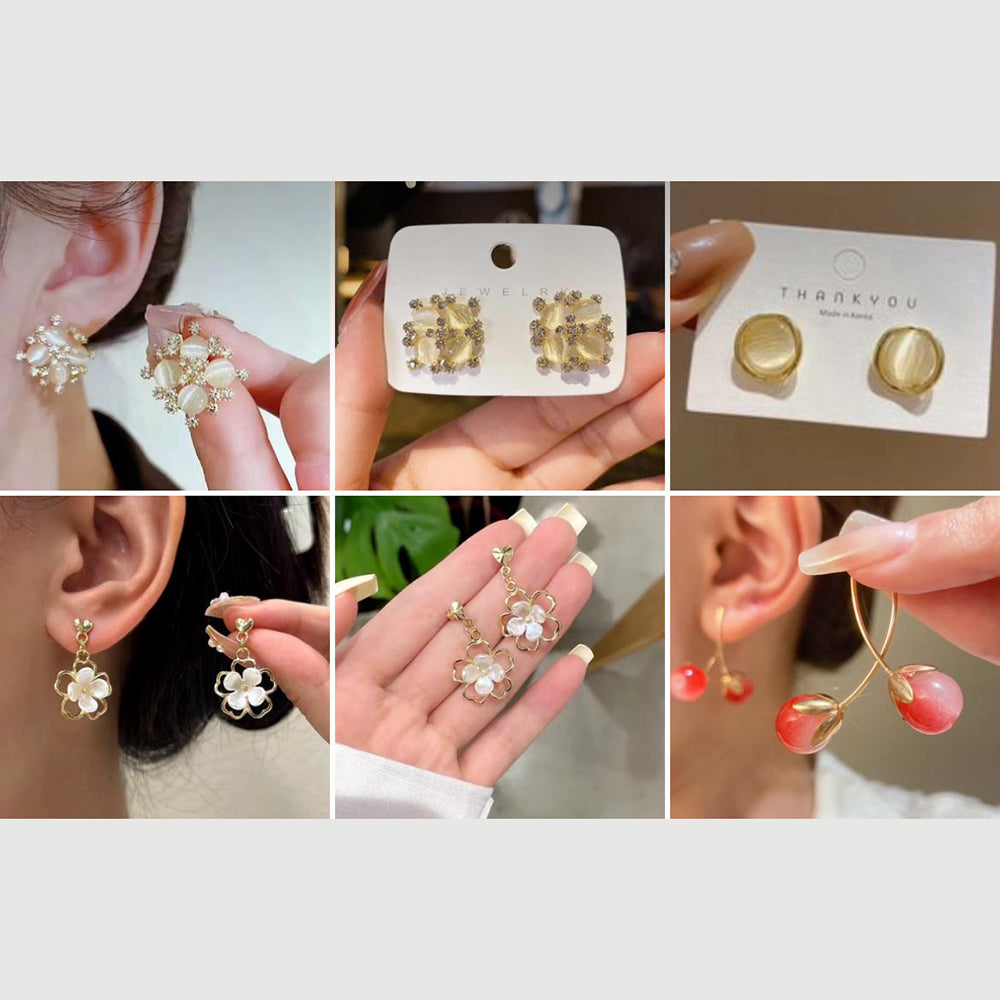 VF Collection Imported Korean Earrings Variety collection (Assorted 50 Set Designs)