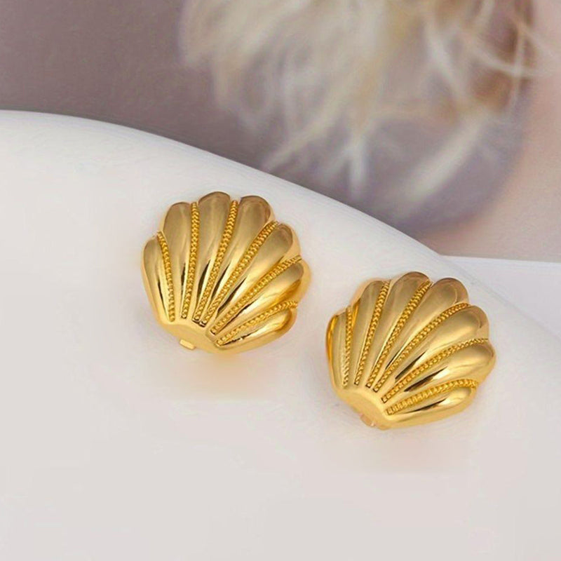 Manath Jewels Gold Plated Matte Finish Korean Style Stud Earrings