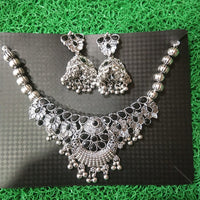 Sanjana Jewels Oxidised Plated Pota Stone Necklace Set