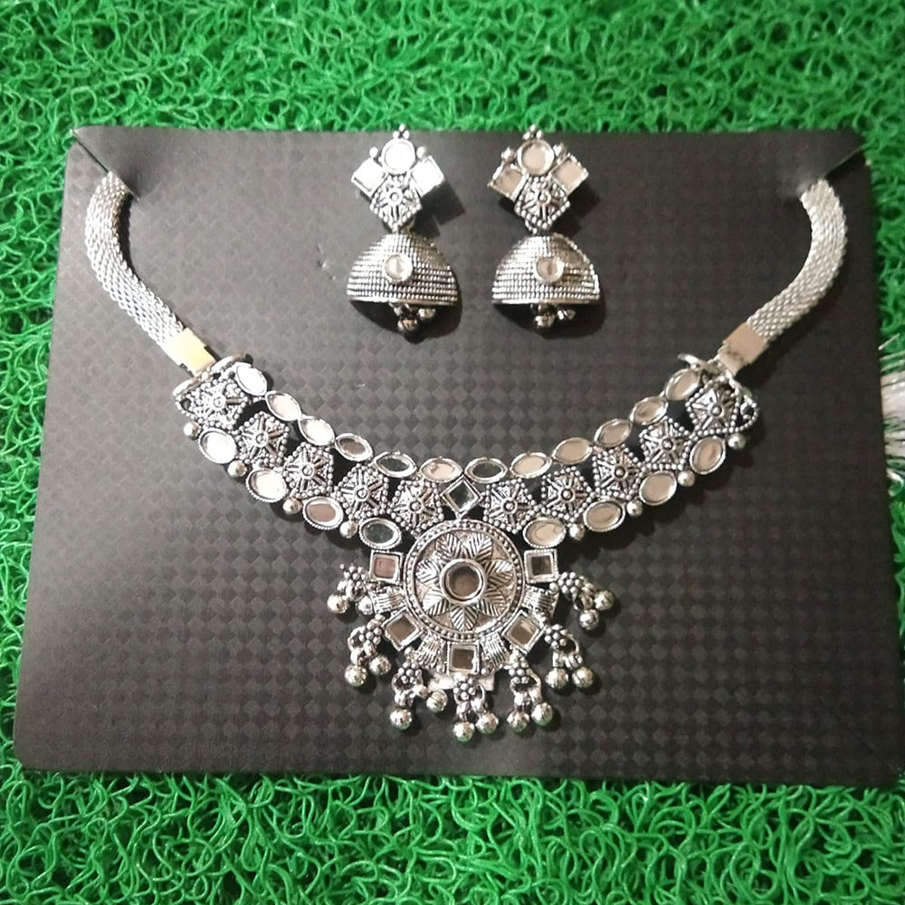 Sanjana Jewels Oxidised Plated Mirror Necklace Set