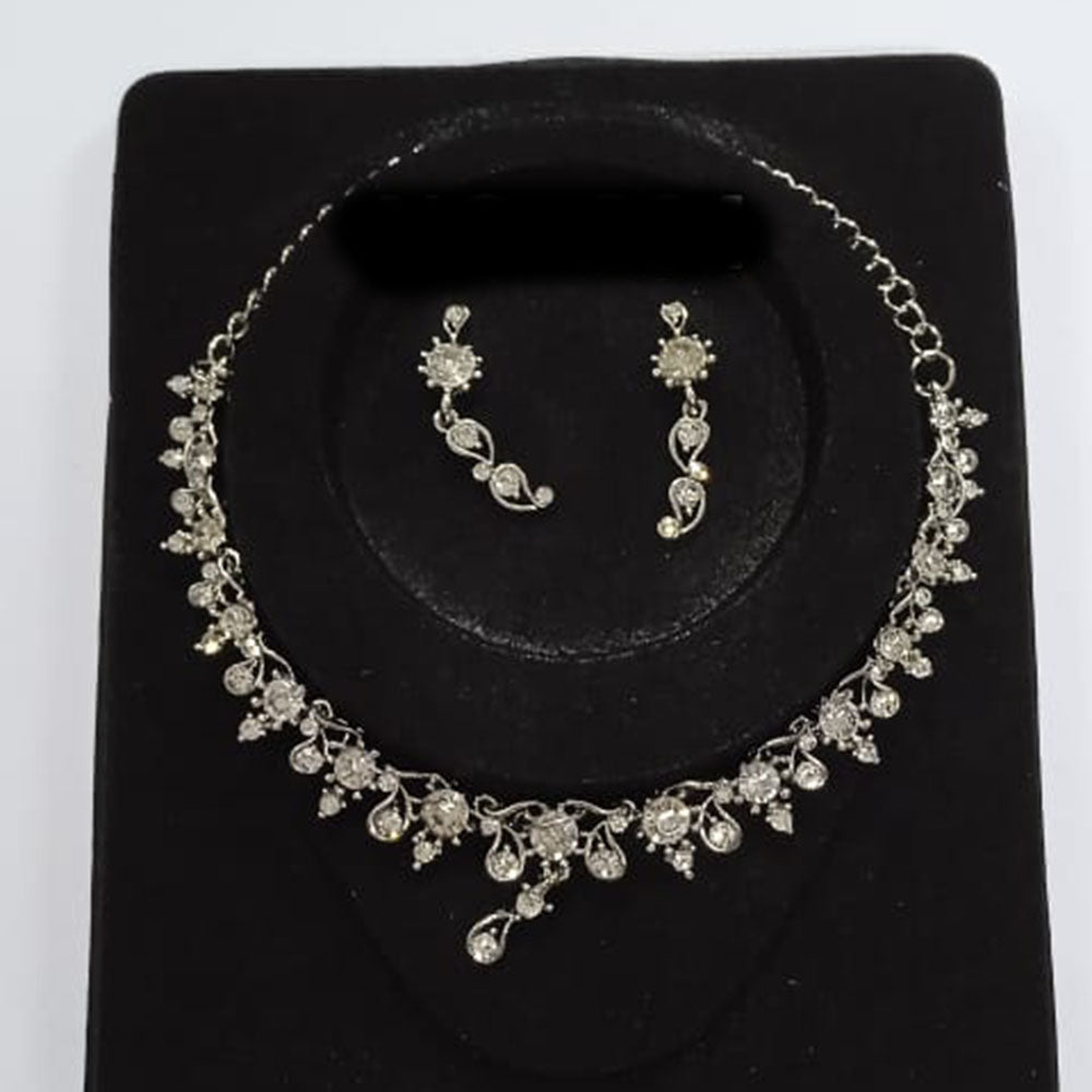 Sanjana Jewels Silver Plated Austrian Stone Necklace Set