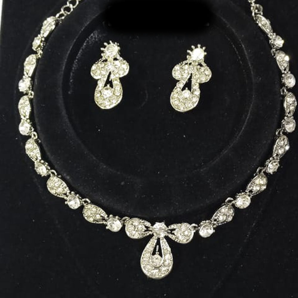 Sanjana Jewels Silver Plated Austrian Stone Necklace Set