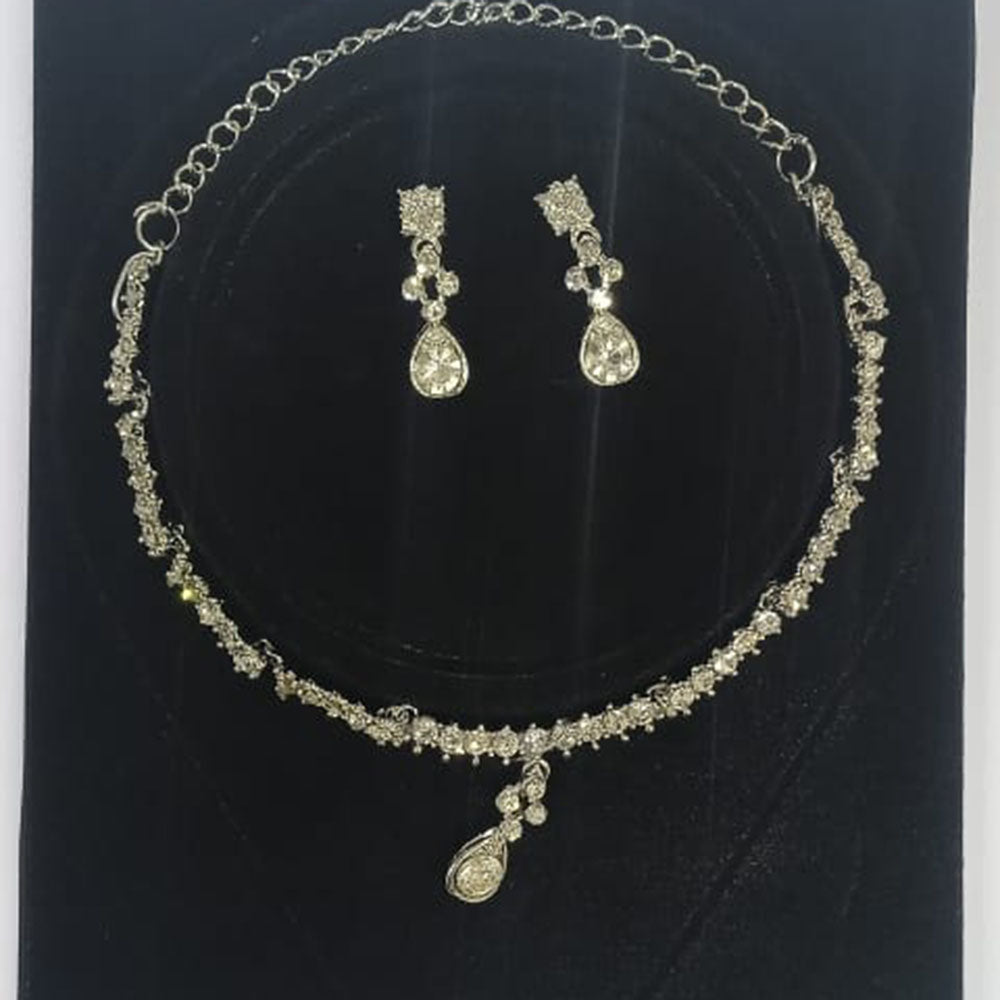 Sanjana Jewels Silver Plated Austrian Stone Necklace Set