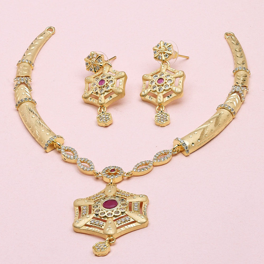 Sanjana Jewels Gold Plated Austrian Stone Necklace Set