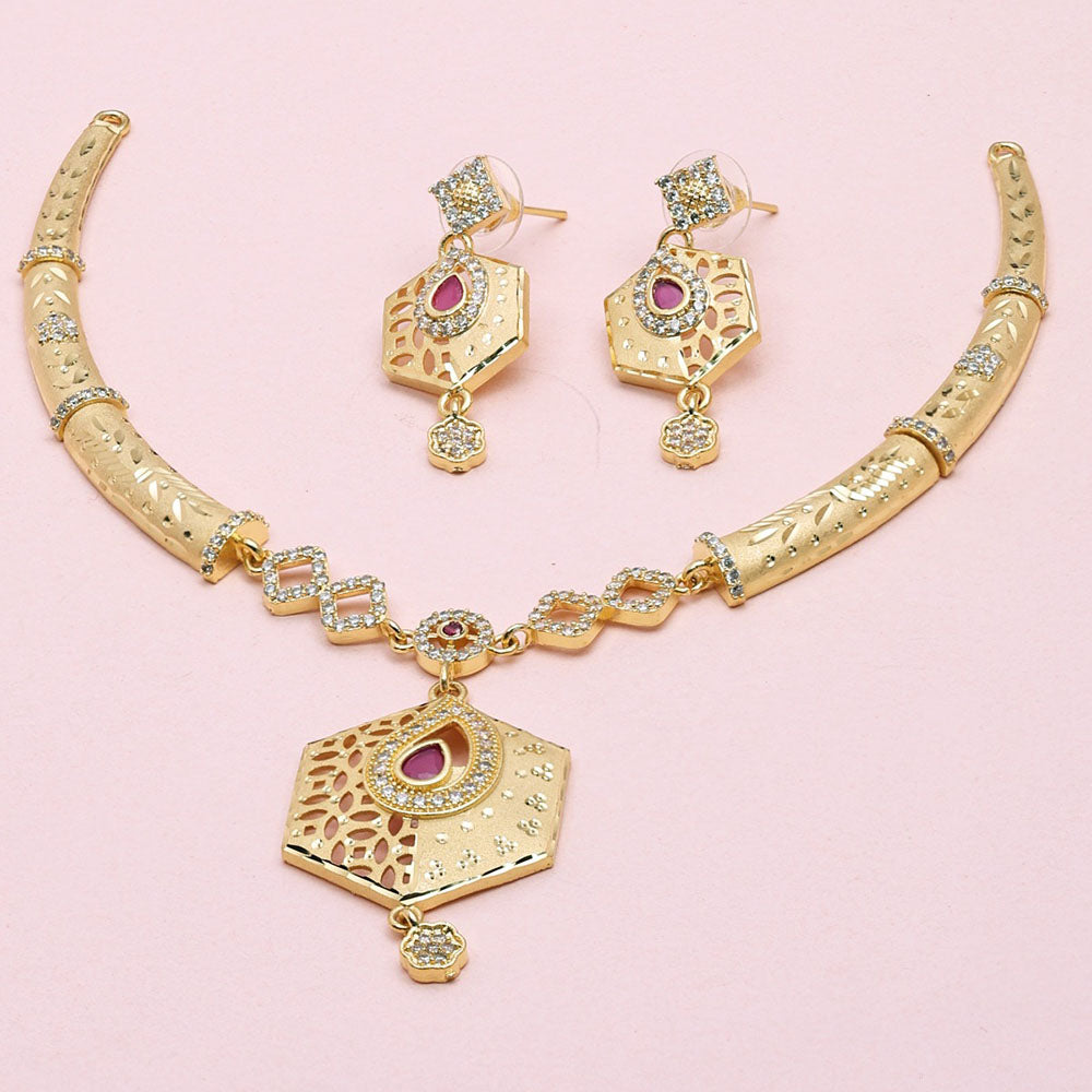 Sanjana Jewels Gold Plated Austrian Stone Necklace Set