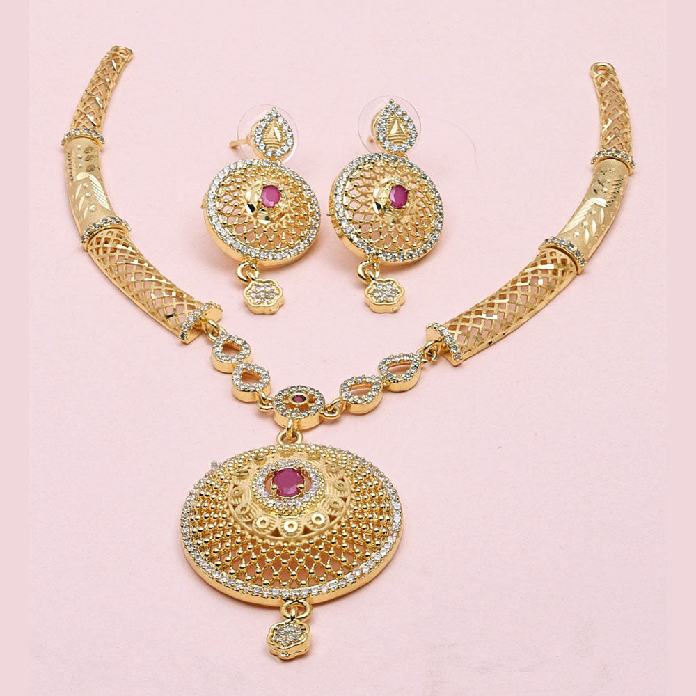 Sanjana Jewels Gold Plated Austrian Stone Necklace Set