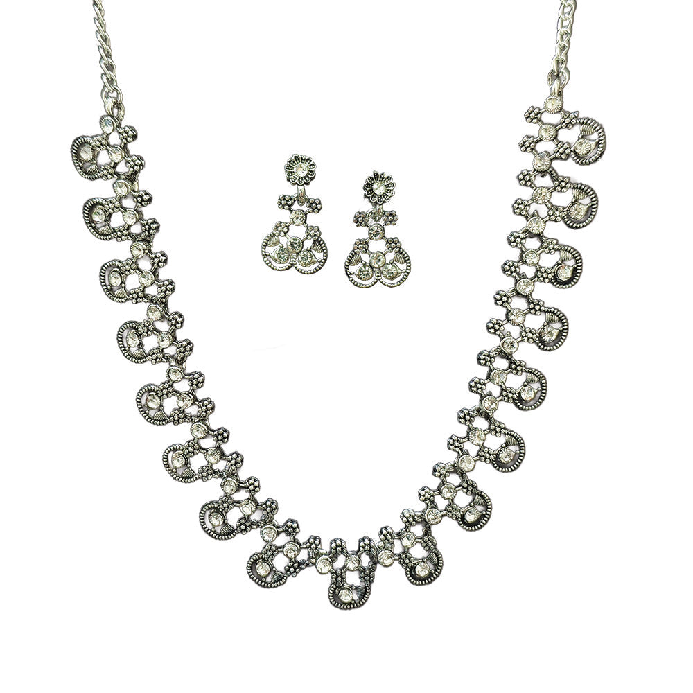 Urthn Silver Plated Elegant Austrian Stone Necklace set .(Pack of 3)