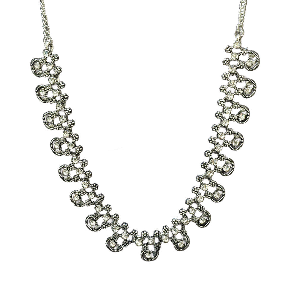 Urthn Silver Plated Elegant Austrian Stone Necklace set .(Pack of 3)