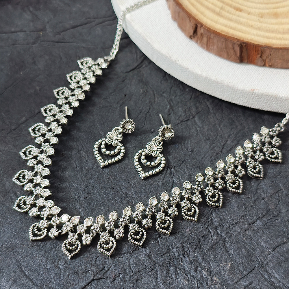 Urthn Silver Plated Elegant Austrian Stone Necklace set(Pack of 3)