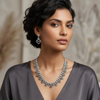 Urthn Silver Plated Elegant Austrian Stone Necklace set(Pack of 3)