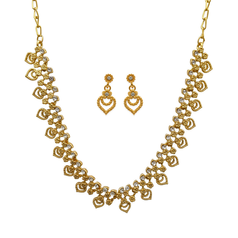 Urthn Gold Plated Elegant Austrian Stone Necklace set(Pack of 3)