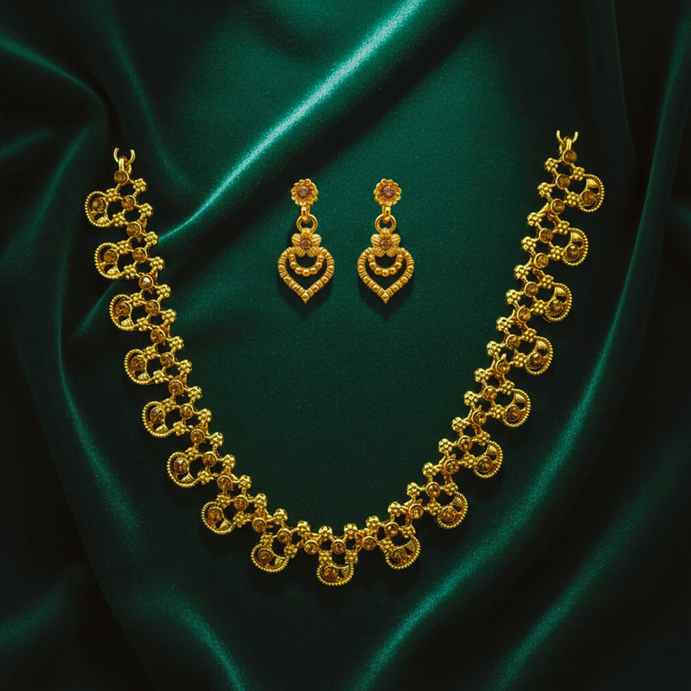Urthn Gold Plated Elegant Austrian Stone Necklace set(Pack of 3)