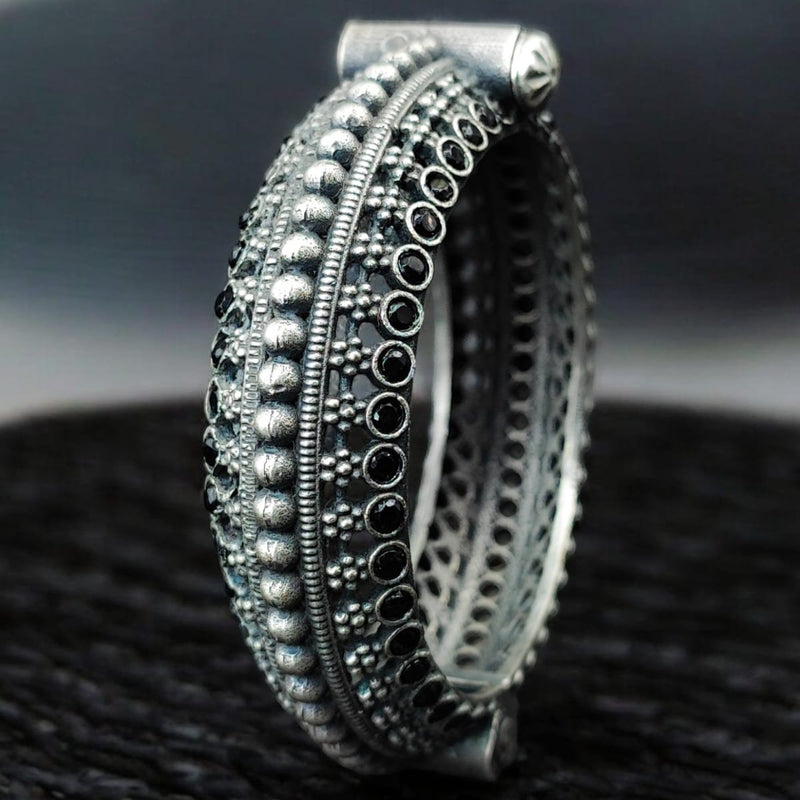 Maharani Jewels Oxidised Plated Pota Stone Openable Bangle