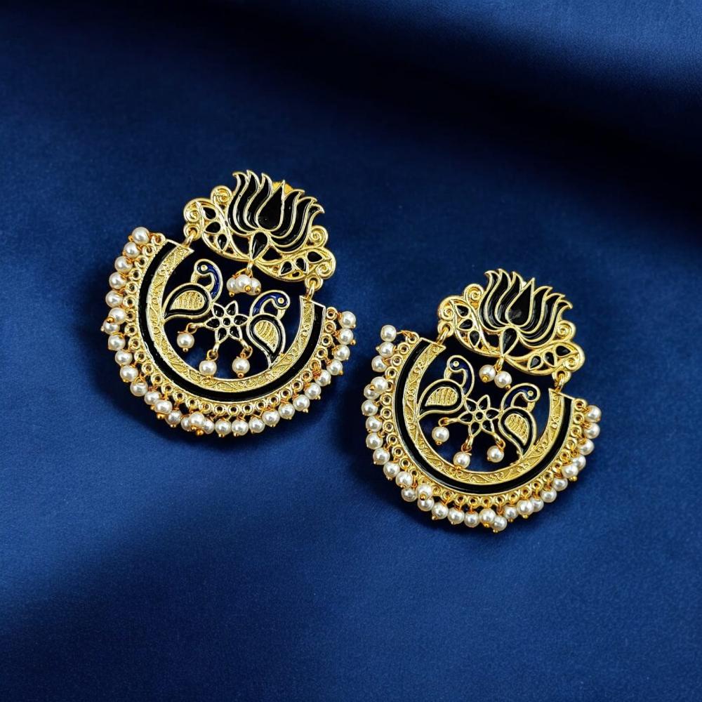 Maharani Jewels Gold Plated Pearls Dangler Earrings