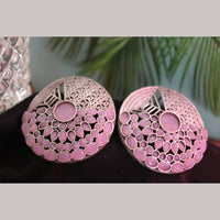 Maharani Jewels Rose Gold Plated Pota Stone Stud Earrings