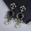 Maharani Jewels Oxidised Plated Pota Stone And  Pearl Dangler Earrings