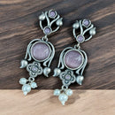 Maharani Jewels Oxidised Plated Pota Stone And  Pearl Dangler Earrings