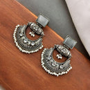 Maharani Jewels Oxidised Plated Pota Stone And  Pearl Dangler Earrings