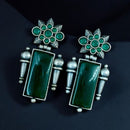 Maharani Jewels Oxidised Plated Pota Stone Dangler Earrings