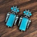 Maharani Jewels Oxidised Plated Pota Stone Dangler Earrings