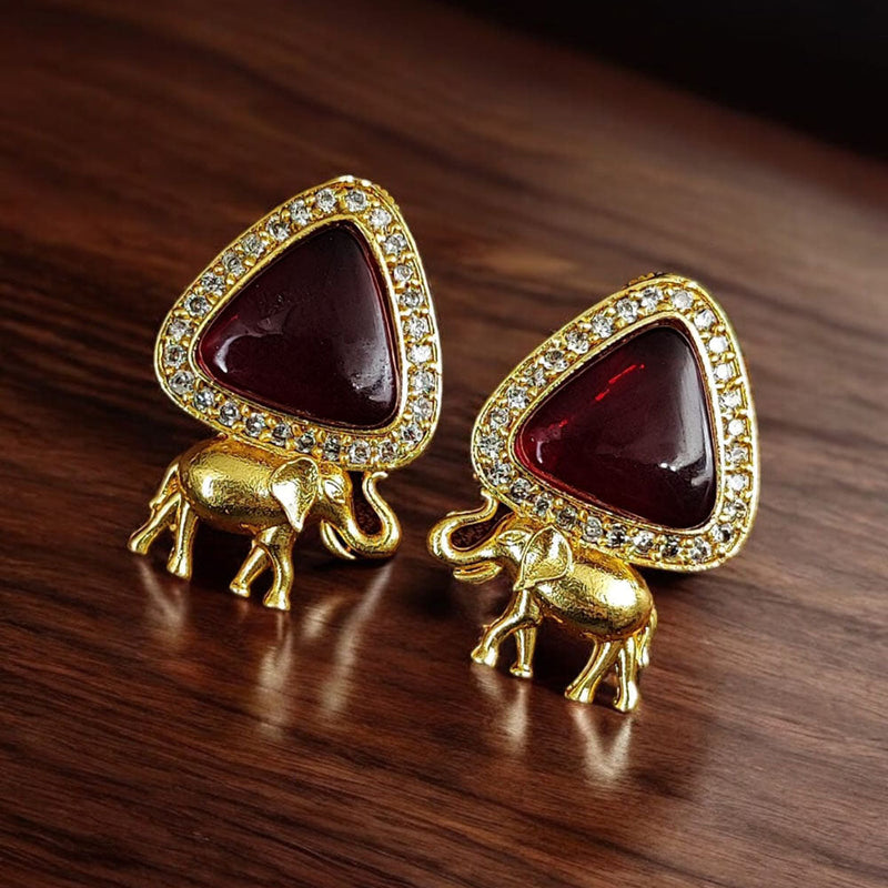 Maharani Jewels Gold Plated Austrian Stone Elephant Shape Dangler Earrings