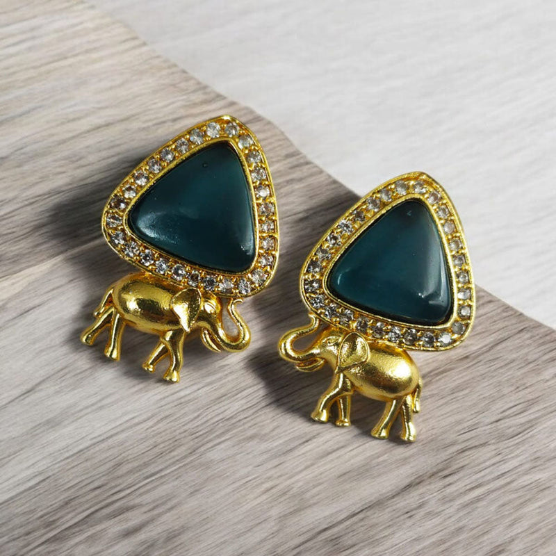 Maharani Jewels Gold Plated Austrian Stone Elephant Shape Dangler Earrings