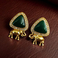 Maharani Jewels Gold Plated Austrian Stone Elephant Shape Dangler Earrings