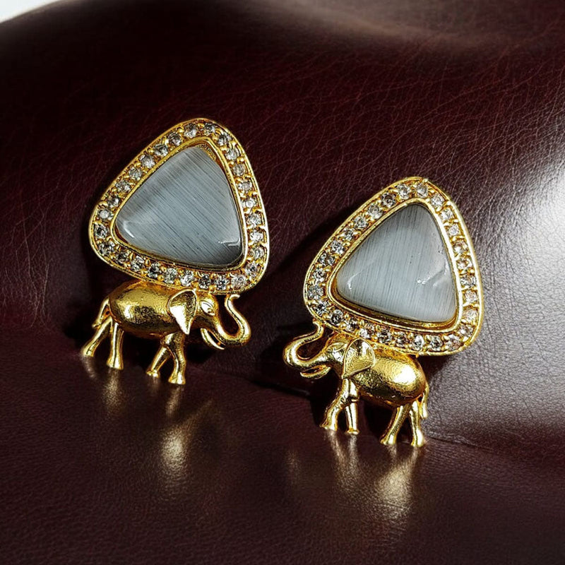 Maharani Jewels Gold Plated Austrian Stone Elephant Shape Dangler Earrings