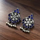 Maharani Jewels Oxidised Plated Pota Stone Dangler Earrings