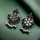 Maharani Jewels Oxidised Plated Pota Stone Dangler Earrings