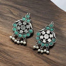 Maharani Jewels Oxidised Plated Pota Stone Dangler Earrings