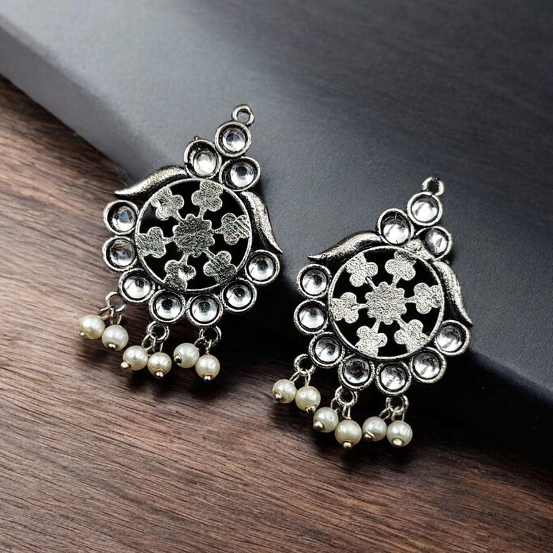 Maharani Jewels Oxidised Plated Pota Stone Dangler Earrings