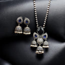 Maharani Jewels Oxidised Plated Pota Stone Necklace Set