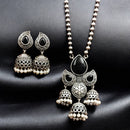 Maharani Jewels Oxidised Plated Pota Stone Necklace Set