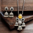 Maharani Jewels Oxidised Plated Pota Stone Necklace Set