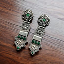 Maharani Jewels Oxidised Plated Pota Stone Dangler Earrings