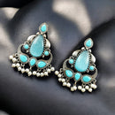 Maharani Jewels Oxidised Plated Pota Stone And Pearls Dangler Earrings