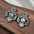 Maharani Jewels Oxidised Plated Pota Stone Dangler Earrings