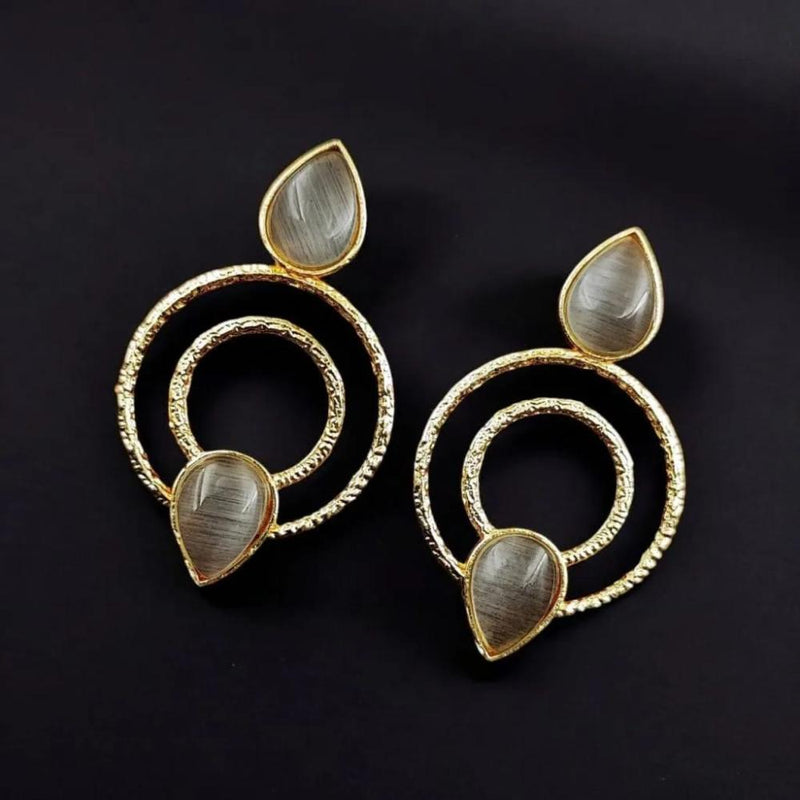 Maharani Jewels Gold Plated Pota Stone Dangler Earrings