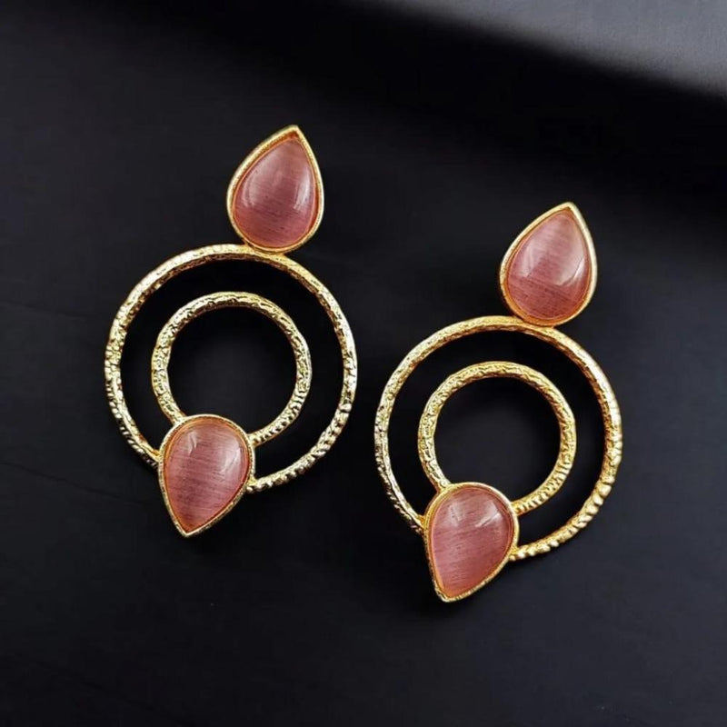 Maharani Jewels Gold Plated Pota Stone Dangler Earrings