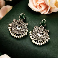 Maharani Jewels Oxidised Plated Pota Stone Dangler Earrings