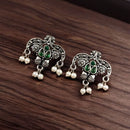 Maharani Jewels Oxidised Plated Pota Stone Dangler Earrings