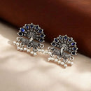 Maharani Jewels Oxidised Plated Pota Stone Dangler Earrings