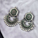 Maharani Jewels Oxidised Plated Pota Stone Dangler Earrings